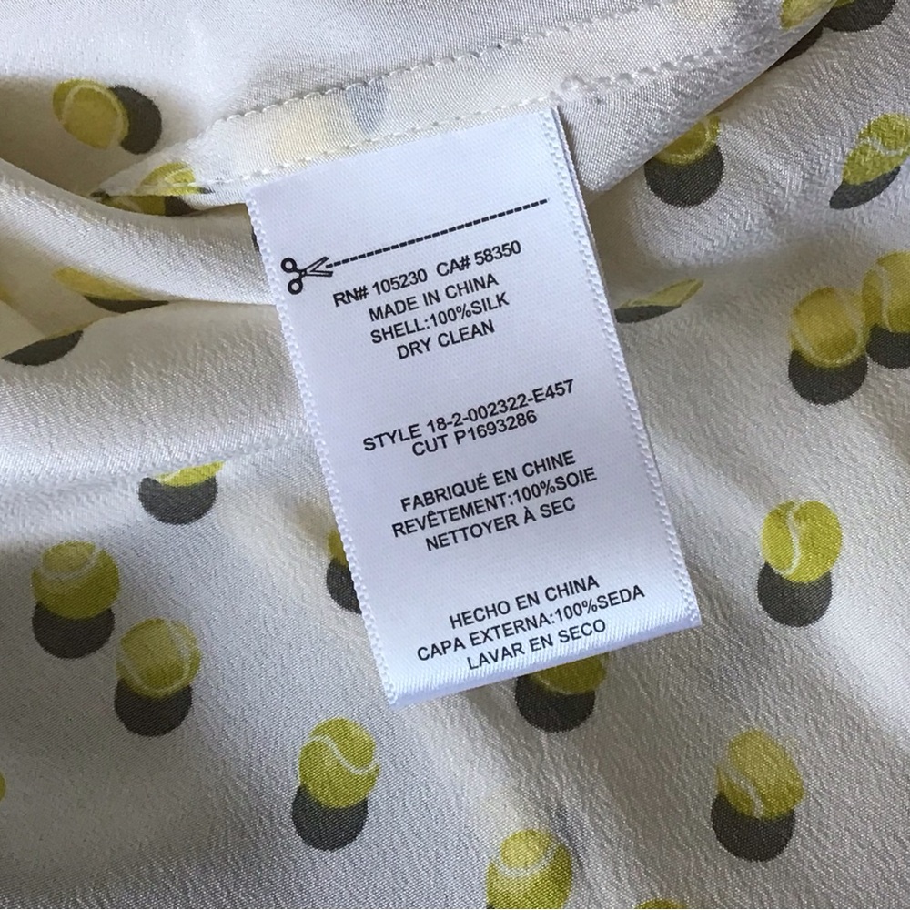 NWT - EQUIPMENT 100% Silk Femme Top - Size S, tennis ball print, sleeveless. - Picture 4 of 7